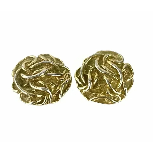 VTG Pair Gold Tone Shoe Clips Unique Design Texture Added Extra NYC - Picture 7 of 7